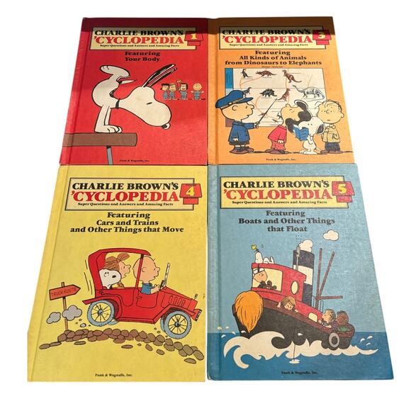 VTG 1980 First Ed., Lot of Charlie Brown 'Cyclopedias Vol., 1, 3, 4, 5, HC - Picture 1 of 4